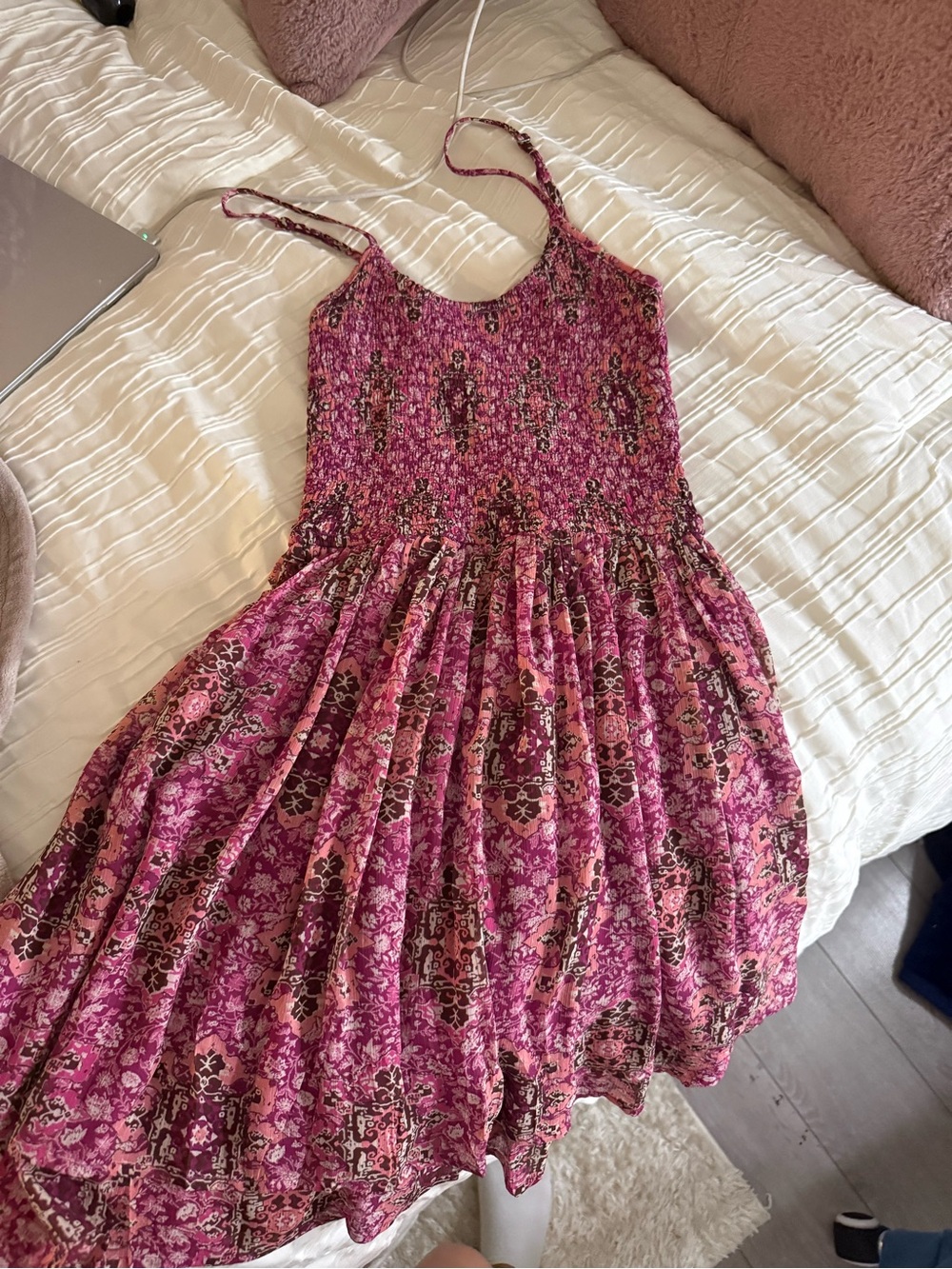 Hollister Pink Patterned Smocked Mini Sundress
